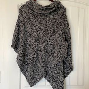Cowl-neck Grey Poncho